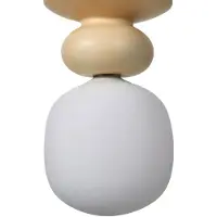 LUCANDE hengelampe Fidelo, hvit/gul, glass, keramikk, 18 cm