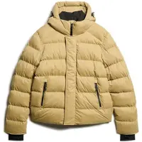 Superdry for man. M5011907A Quilted microfibre hooded jacket Sports yellow (XL), Casual, Recycled Polister, Sustainable