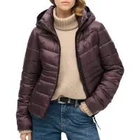 Superdry for woman. W5011724A Quilted hooded jacket Fuji purple (XS), Casual, Polyester