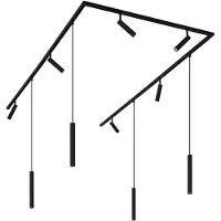 QAZQA Moderne skinnesystem med 6 spotlights og 4 pendellamper sort 1-fase - Slimline Uzzy Keno