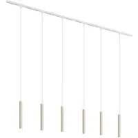 QAZQA Moderne skinnesystem med 6 pendellamper beige med hvitt 1-fase - Slimline Keno