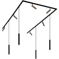 QAZQA Moderne skinnesystem med 6 spotlights og 4 pendellamper mørk bronse 1-fase - Slimline Uzzy Keno