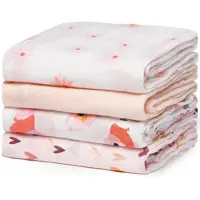 MOMCOZY SJ003 4-pak muslin svøpetepper - 47 x 47 tommer