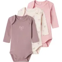 Name it Body I/e - Noos - NbfBody - 3-pack - Knapt Rosa - - 62 - Langermet Body