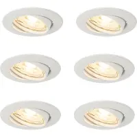QAZQA Sett med 6 hvite nedfellbare spotter GU10 35 mm - Edu