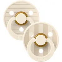BIBS Colour Smokker - 2-pack - Str. 1 - Rund - Ivory/Vanilla m. - - 0-6 md - Smokk