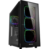 Sharkoon TG6 RGB - Tower - ATX - sidepanel med vindu (herdet glass) - ingen strømforsyning - svart - USB/lyd