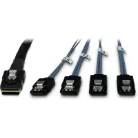 Inter-Tech - SATA/SAS-kabel - Serial ATA 150/300/600 - crossover - 36-pins 4i Mini MultiLane til SATA - 65 cm - svart