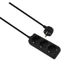 Helos stikkontaktlist CLASSIC, 3-veis, svart, 5,0 m, uten bryter