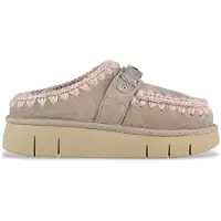 Mou for woman. MU.FW531001A Bounce clog suede - letter logo (39), Leather, 3 to 5 cm, None, Casual, Taupe