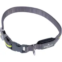 Nomad Tales Spirit USB LED nylonhalsbånd, neongult og grått - Størrelse M/L: Halsomkrets 45-65 cm