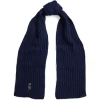 Ralph Lauren for woman. 455931877003 Marine Polo Bear ribbed knit scarf (OSFA), Casual, Wool, Navy