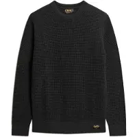 Superdry for man. M6110567A Knitted jumper with round neck and black texture (XL), Casual, Cotton