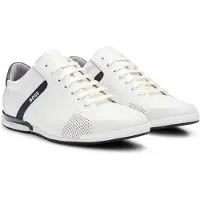BOSS for man. 50498282 Saturn leather shoes white (43), Flat, Laces, Casual