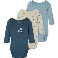 Name it Body I/e - Noos - 3-pack - Jet Strøm - - 68 - Langermet Body