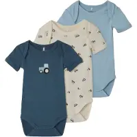 Name it Body k/e - Noos - 3-pack - Jet Strøm - - 50 - Kortermet body