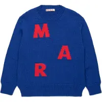 MARNI Genser - Bomull/Ull - True Blue m. Rød - - 10 år (140) - Genser