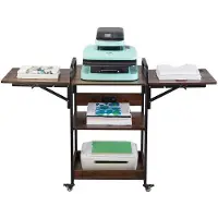 Vevor varmepressebord med ladestasjon, flyttbart varmepressestativ i 3 nivåer, sammenleggbart stativ for varmeoverføringsmaskin med hjul, arbeidsbenk i metall for sublimeringsoverføringsmaskin, brun