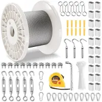 Vevor 3,2 mm ståltausett, 30,5 m lengde, 304 rustfritt ståltau med avbitertang, 7,1 kN bruddstyrke, 7 x 7 tråder konstruksjon, ståltau for terrasserekkverkssystem, hageespalier