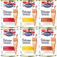 Butcher's Økonomipakke Delicious Dinners cat 12 x 400 g - Mix-pakke - 3 varianter