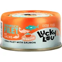 Lucky Lou Extra Food Filet i buljong 12 x 70 g - Tunfisk & laks