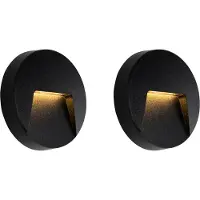 QAZQA Sett med 2 svarte runde vegglamper til utendørs bruk inkl. LED IP65 - Gem
