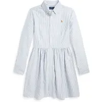 Ralph Lauren for girl. 313934185001 Blue striped cotton shirt dress (8años= 136/138cm), Casual, Long sleeve, children's fashion