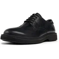 Camper for man. K100998-001 Norman leather shoes black (40), Flat, Laces, Casual