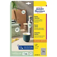 Avery L6019REV - Fjernbart adhesiv - hvit - 10 mm rund 7875 stk (25 ark x 315) merkelapper