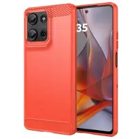 Mtp Products Motorola Moto G75 Børstet TPU Deksel - Karbonfiber - Rød