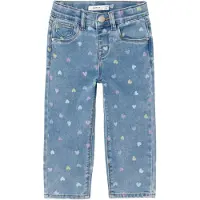 Name it Jeans - NmfBella - Medium+ Blue Denim/Hearts - - 4 år (104) - Jeans