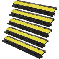 Vevor 5 stk. kabelbeskytterrampe, 2 kanaler, 10000 kg/akselkapasitet 91,8 x 25 x 4,3 cm kraftig TPU-ledningsdeksel rampeslangebeskytter rampe innkjørsel, trafikkdump med TPR-vippedeksel, for innendørs