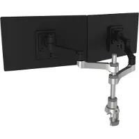 R-Go Tools R-Go Double monitor arm Zepher - Monteringssett (justerbar monitorarm) - for 2 LCD-skjermer - aluminium - matt sølv - skjermstørrelse: inntil 26 - skrivebordsmonterbar