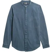 Superdry Merchant Indigo Grandad Skjorte Med Lange Ermer