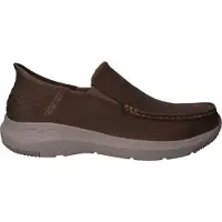 SKECHERS for man. 204866 Slip Ins brown leather slippers (45), Flat, None, Casual