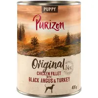 Purizon Adult 24 x 400 g - kornfri - Puppy: Kyllingfilet med Black-Angus-Rind & Kalkun