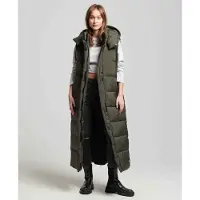 Superdry for woman. W5011644A Ripstop hooded long waistcoat green (M), Casual, Recycled Polister, Sustainable