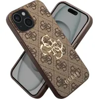GUESS iPhone 15 4G Big Metal Logo Hybrid-deksel - Brun