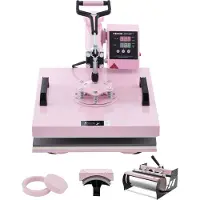 Vevor Heat Press Machine 15x15 i 5 i 1 med 30oz Tumbler Press T-skjorter Rosa