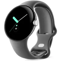 Google Pixel Watch LTE 41mm - Polished Silver etui med Sport Band - Charcoal