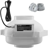 Vevor 4 til 4,5 tommers radonavbøtningsviftesystem, stille 380 CFM radonavbøtningssett med 2 koblinger, vanntett radonvifte elektrisk innebygd kanalvifte avtrekksvifte for innendørs utendørs ventilasj