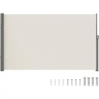 Vevor uttrekkbar sidemarkise, 63''x 118'' utendørs personvernskjerm, 180g polyester vanntett uttrekkbar terrasseskjerm, UV 30+ romdeler vindskjerm for terrasse, bakgård, balkong, beige