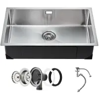 Vevor 76 cm kjøkkenvask arbeidsstasjon, 304 rustfritt stål undermontert vask, drop-in enkelt kum landlig servant med tilbehør, husholdnings oppvaskmaskinvask for bobil, forberedelseskjøkken, vaskerom,