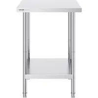 Vevor forberedelsesbord i rustfritt stål, 24 x 24 x 34 tommer, kraftig metallarbeidsbord med 3 justerbare høydenivåer, kommersiell arbeidsstasjon for kjøkken, garasje, restaurant, bakgård