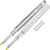 Vevor skuffeskinner med lås, 1 par 91 cm, kraftig industristål opptil 227 kg kapasitet, 3-fold full uttrekk, kulelagerlåsing og -låsing, sidemontering