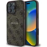 GUESS 4G Ring Classic Logo MagSafe-etui til iPhone 16 Pro – brun