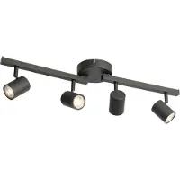 QAZQA Takspot svart GU10 50mm 4-lys inkl. baklys og 3-veis bryter - Back Up