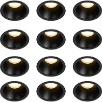QAZQA Sett med 12 moderne nedfellbare spotter sort GU10 35 mm IP44 - Dept