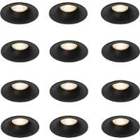 QAZQA Sett med 12 sorte innfelte spotlights GU10 50 mm - Gijs