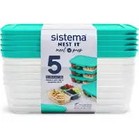 Sistema Oppbevaringsbokser - 5-pack - Nest It - 1.9 L - Turkis - - OneSize - Matboks
